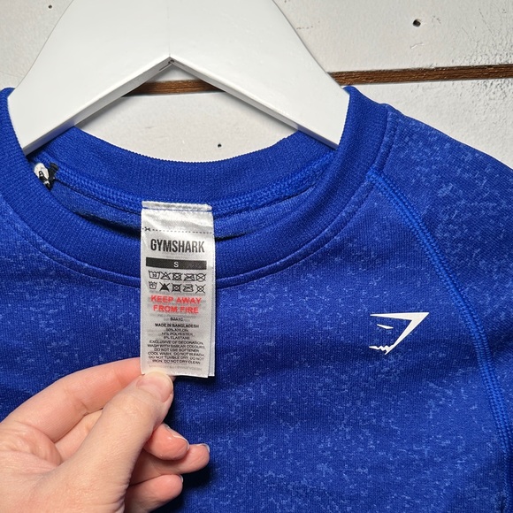 Gymshark Adapt Fleck Seamless Blue Long Sleeve Crop Top - Picture 2 of 9